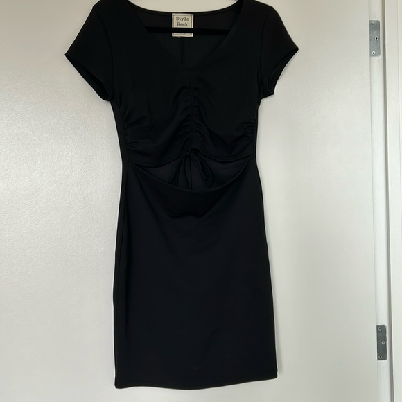 Style Rack Black Cutout Bodycon Dress, Medium - Picture 2 of 6